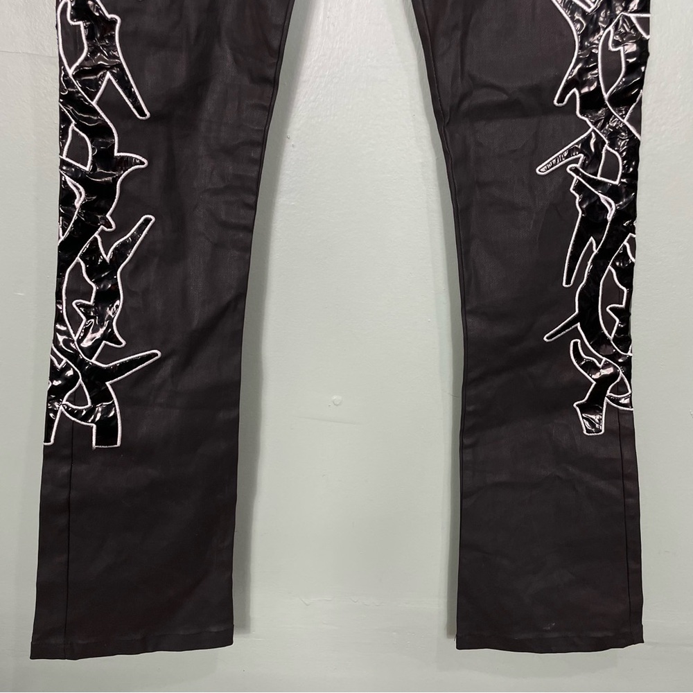 Legacy Of Faith Wax Denim Jeans Pants Streetwear Size 32 White Black - Picture 4 of 10
